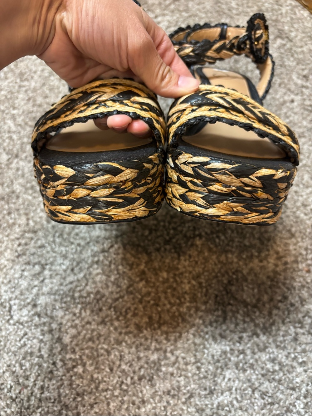Sam Edelman Iliana Platform Sandal 8 Woven Raffia Ankle Strap Anthropologie - Picture 7 of 10